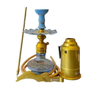Narguile Completo Triton Zip - Dourado/Azul Claro